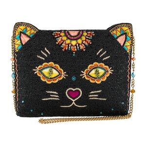 🐈‍⬛ NWT Mary Frances "Purrsuasian" Small Hand-Beaded Crossbody Handbag 🐈‍⬛